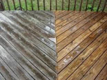 before and after wood decking cleanup